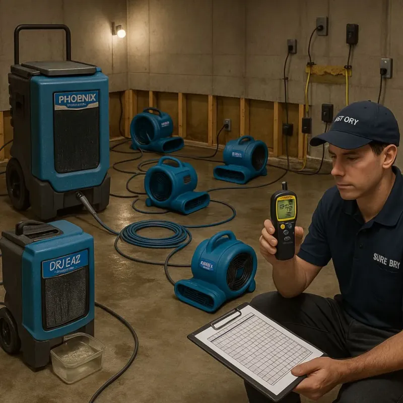 Structural Drying and Dehumidification process in West Hartford, CT
